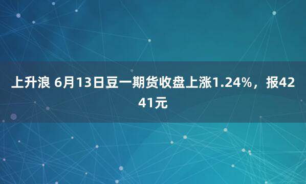 上升浪 6月13日豆一期货收盘上涨1.24%，报4241元
