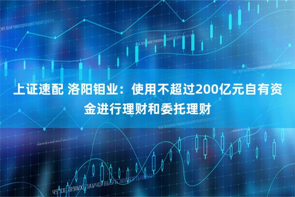 上证速配 洛阳钼业：使用不超过200亿元自有资金进行理财和委托理财